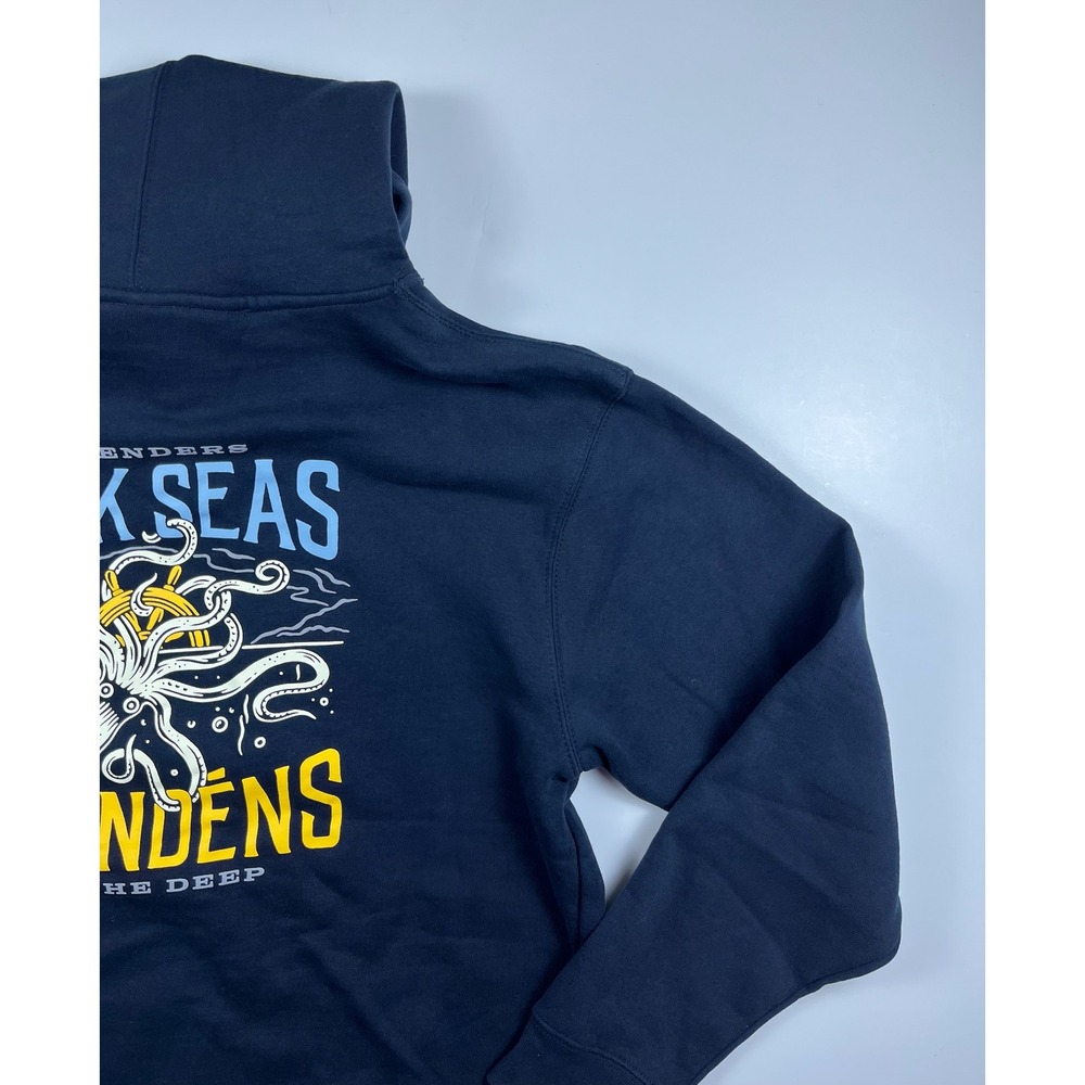Dark Seas Grundens Great Depths Coastal Fleece Hoodie Navy Blue Mens L NWT - Picture 10 of 15
